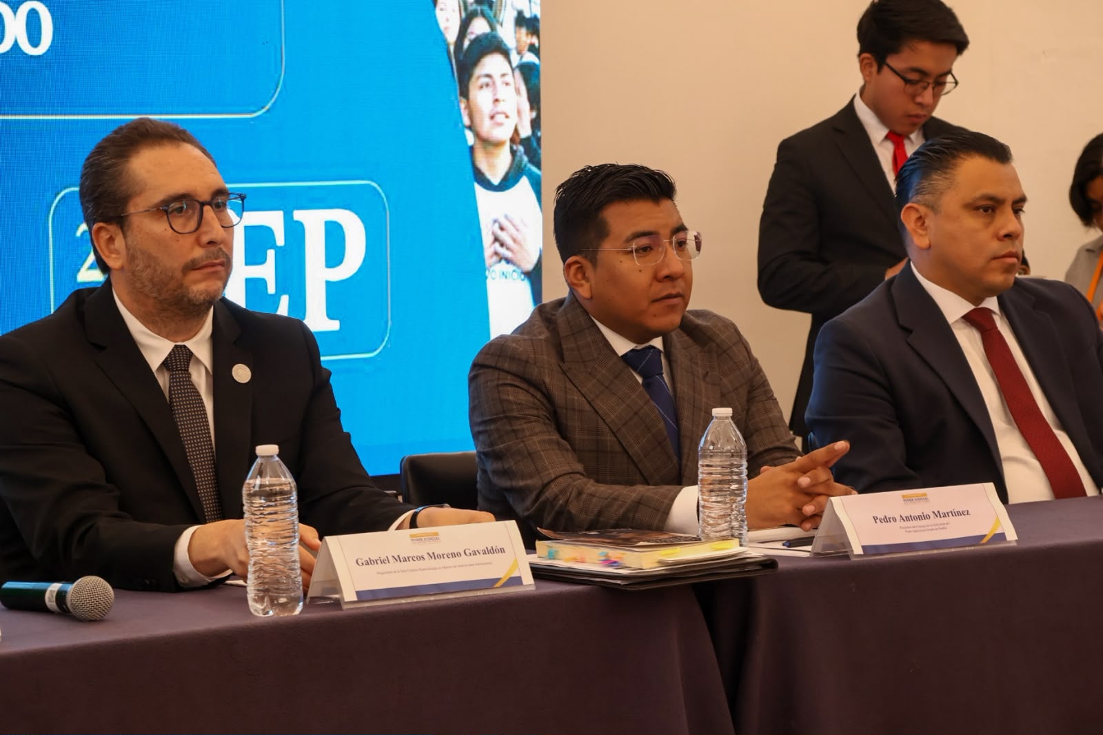 Pedro Antonio Martínez, presidente del Consejo de la Judicatura del Poder Judicial de Puebla, durante el anuncio de la apertura de nuevas salas de oralidad.